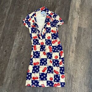 O-Mighty Cherry Checkered Collared Mini Dress size Small worn once